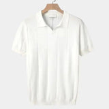Jeremy - Blue Textured Open Collar Polo