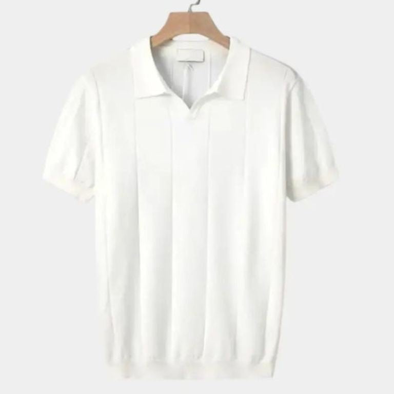 Jeremy - Blue Textured Open Collar Polo