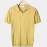 Jeremy - Blue Textured Open Collar Polo