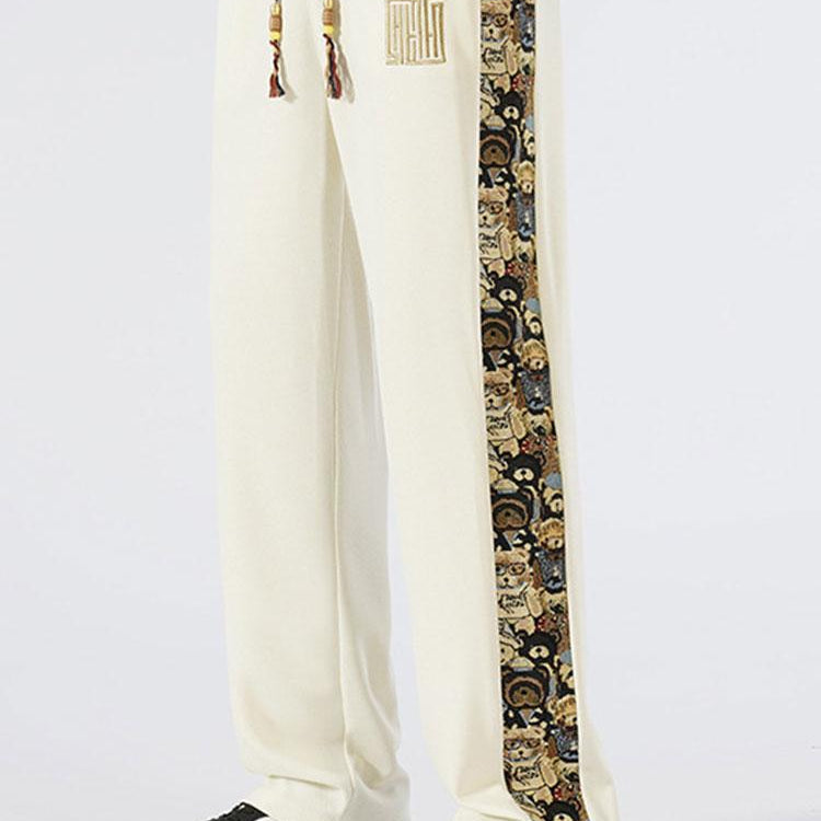 Victor - Straight Leg Pants with Bear Print