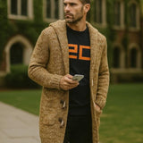 Wayne - Brown Hooded Knit Cardigan