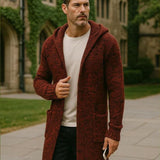 Wayne - Brown Hooded Knit Cardigan