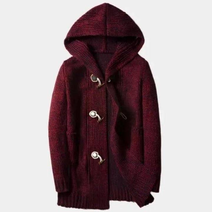 Wayne - Brown Hooded Knit Cardigan
