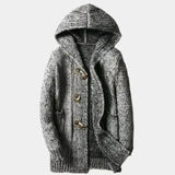 Wayne - Brown Hooded Knit Cardigan