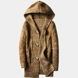 Wayne - Brown Hooded Knit Cardigan