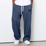 Pierce men's waffle texture drawstring pants in Blue, view 6