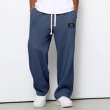 Grady men's blue waffle drawstring pants, front view