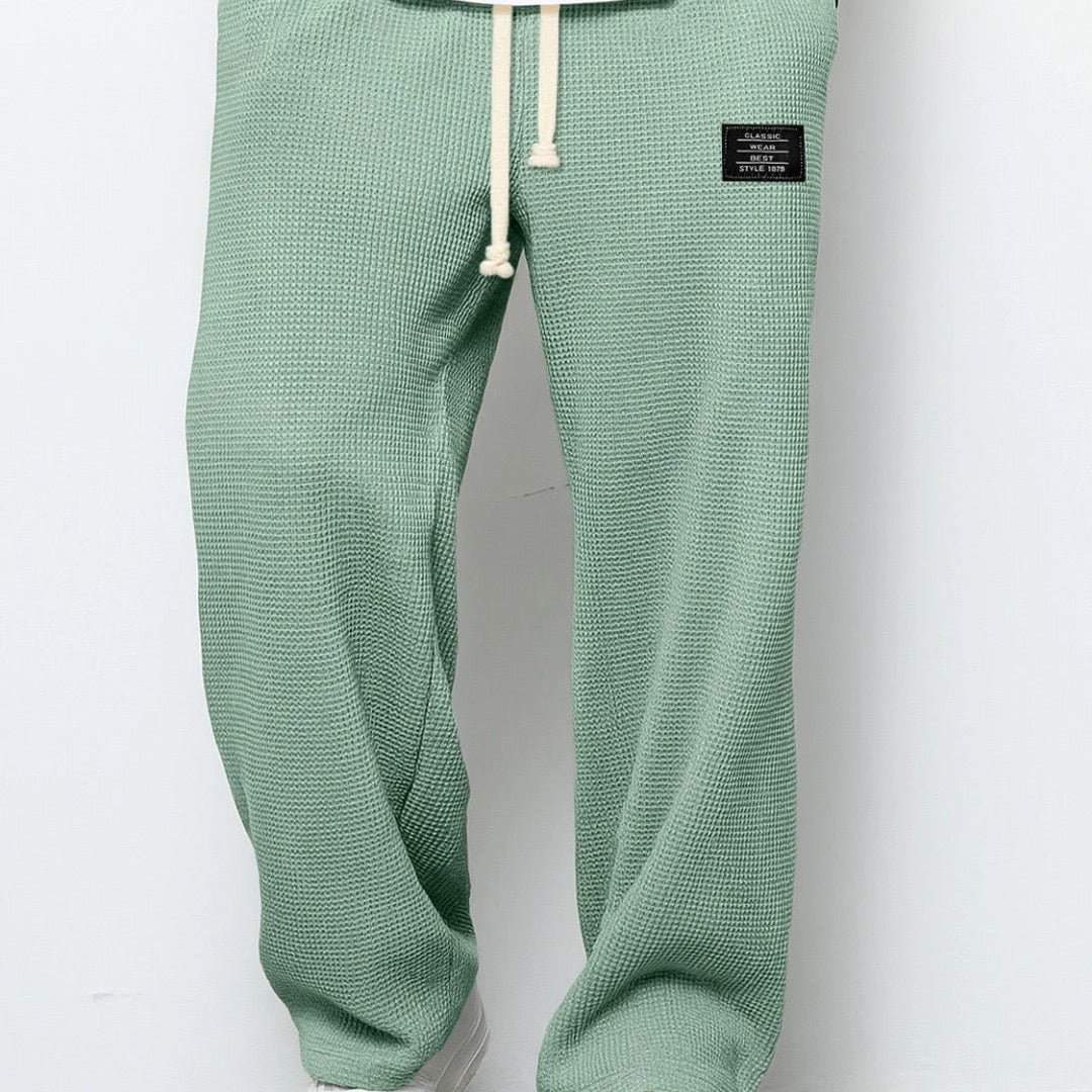 Pierce men's waffle texture drawstring pants in Green, view 5