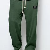 Pierce men's waffle texture drawstring pants in Dark Green, view 9