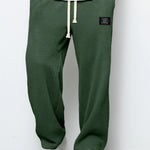 Gareth men's dark green waffle drawstring pants, front view