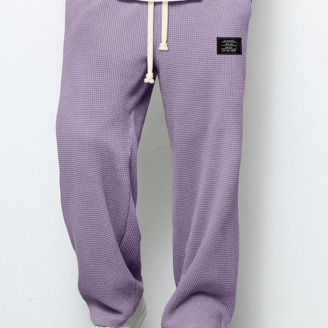 Pierce men's waffle texture drawstring pants in Lilac, view 10