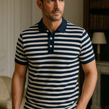 Greg - Dark Blue Striped Polo