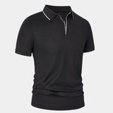 Grant - Black Zip Collar Polo