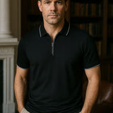 Grant - Black Zip Collar Polo