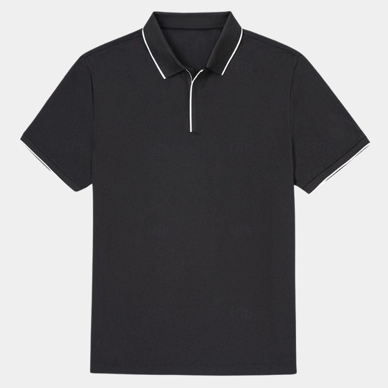 Grant - Black Zip Collar Polo