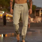 Sherwood men's slim fit drawstring pants in Khaki, front view