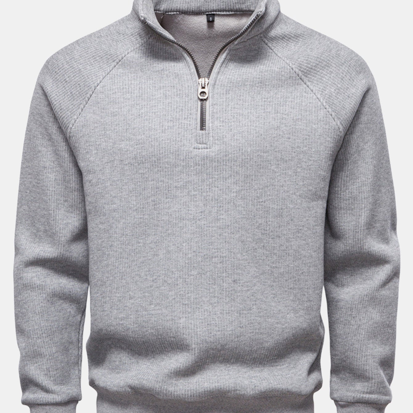 Bruce - Ribbed Raglan Mock Neck Quarter-Zip Sweater