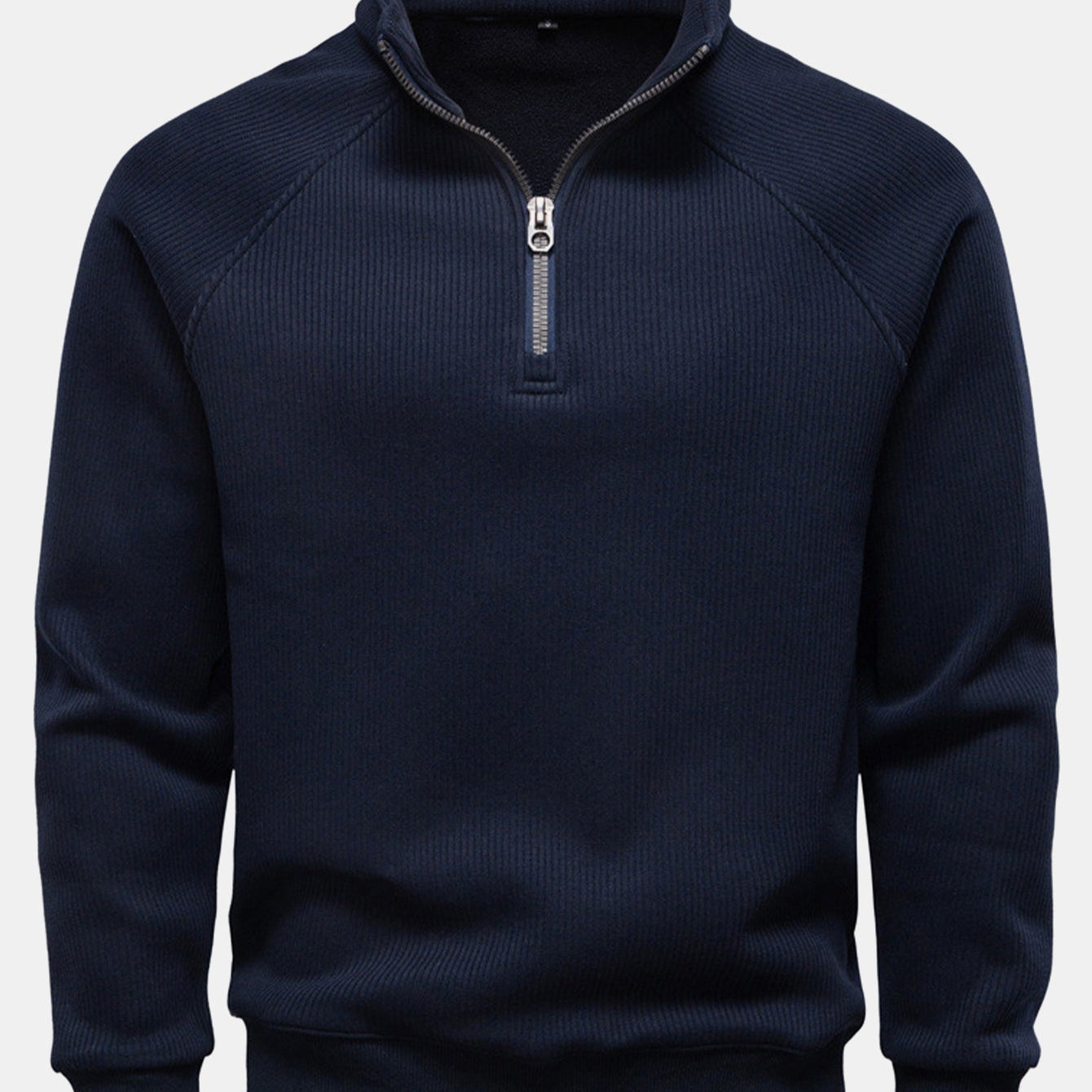 Bruce - Ribbed Raglan Mock Neck Quarter-Zip Sweater