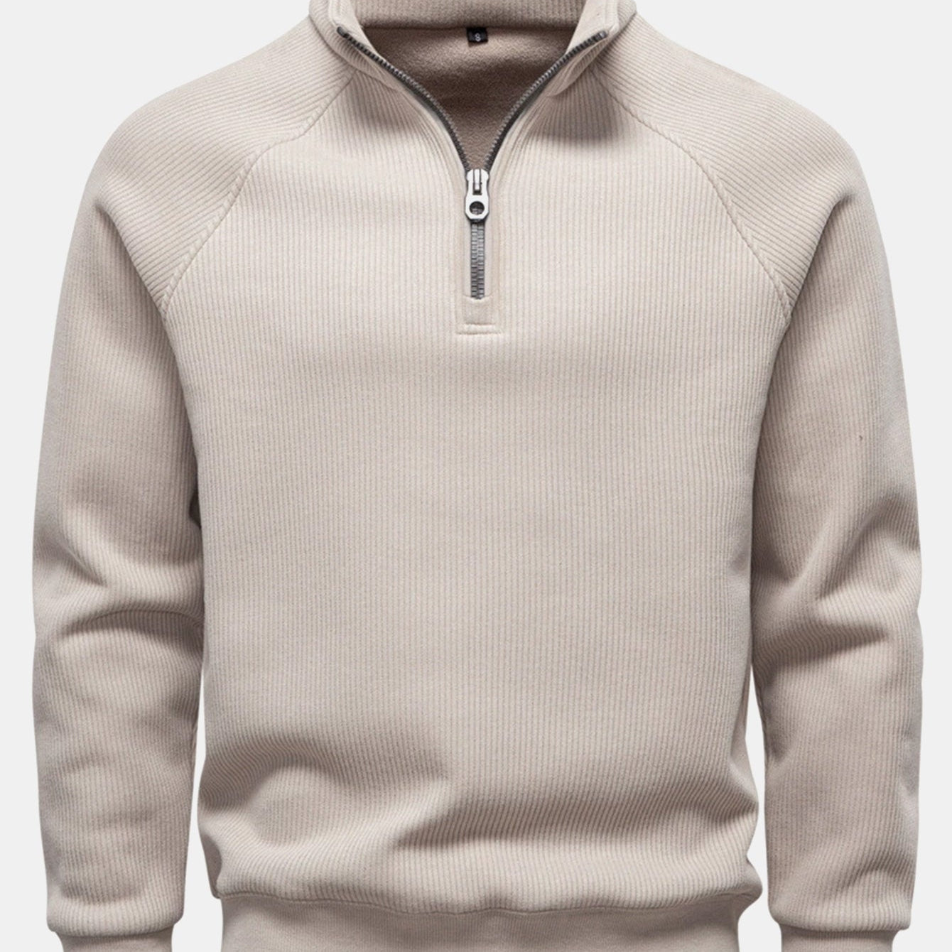 Bruce - Ribbed Raglan Mock Neck Quarter-Zip Sweater