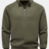 Bruce - Ribbed Raglan Mock Neck Quarter-Zip Sweater