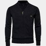 Barry - Taupe Jacquard Zip-Up Knit Cardigan