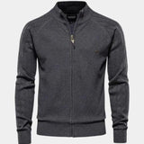 Barry - Taupe Jacquard Zip-Up Knit Cardigan