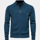 Barry - Taupe Jacquard Zip-Up Knit Cardigan