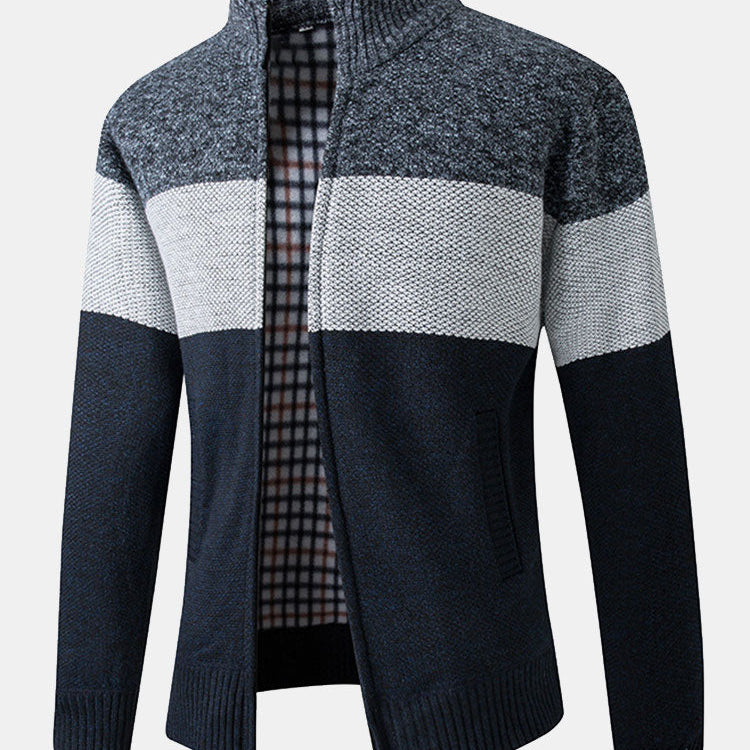 Jasper - Colour Block Patchwork Zip Sweater