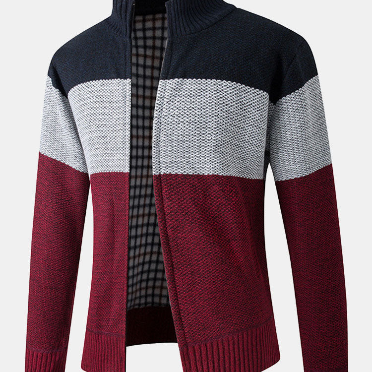 Jasper - Colour Block Patchwork Zip Sweater
