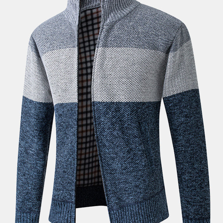 Jasper - Colour Block Patchwork Zip Sweater