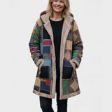 Judith - Sweat-shirt patchwork aux tons terre