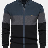 Kai - Colour Block Stand Collar Zip Sweater