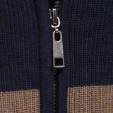 Kai - Colour Block Stand Collar Zip Sweater