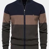 Kai - Colour Block Stand Collar Zip Sweater