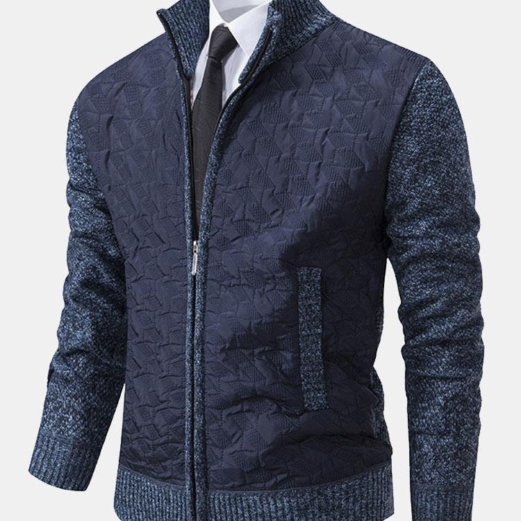 Neil - Quilted Jacquard Zip Sweater