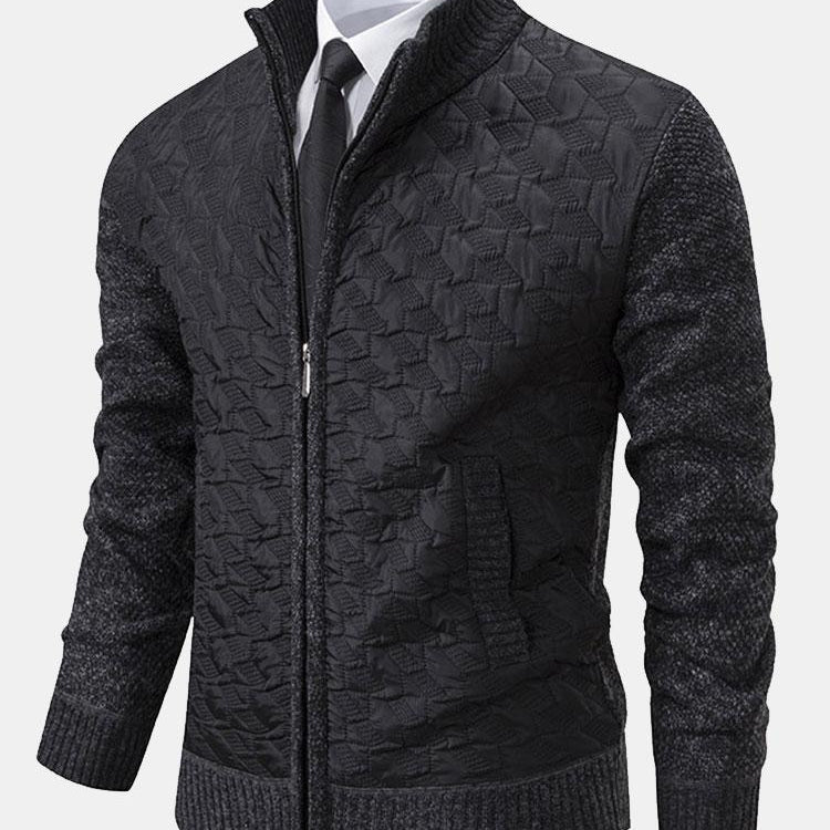 Neil - Quilted Jacquard Zip Sweater