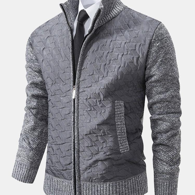 Neil - Quilted Jacquard Zip Sweater
