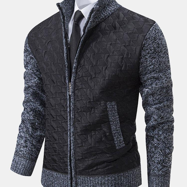 Neil - Quilted Jacquard Zip Sweater
