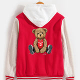 Flynn - Baseball Jacket with New York Bear Print