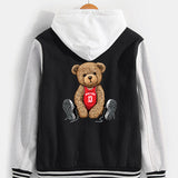 Flynn - Baseball Jacket with New York Bear Print