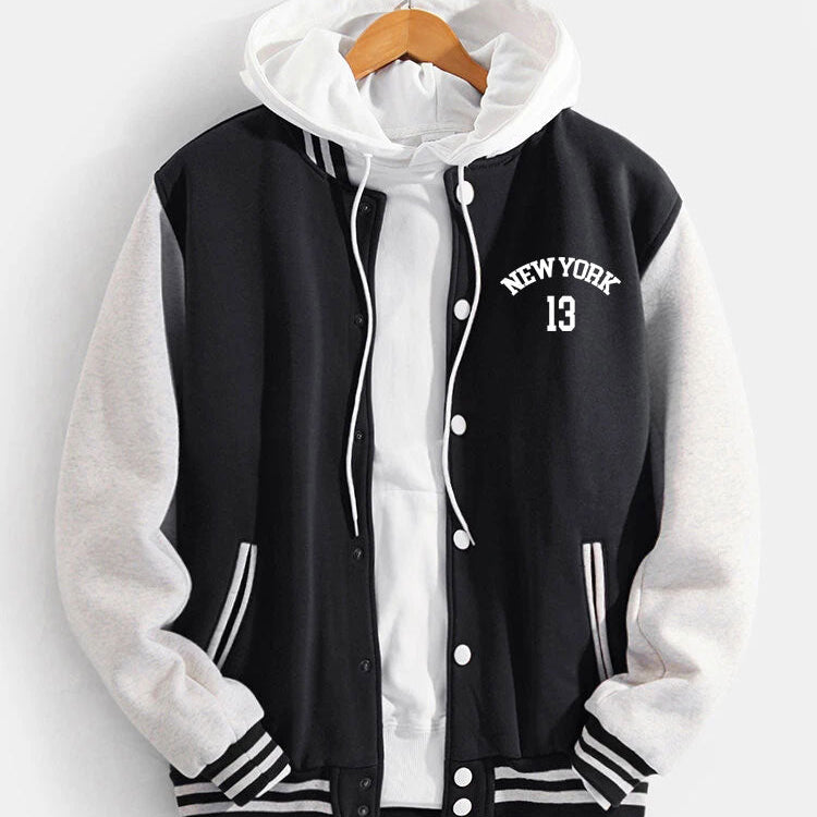 Flynn - Baseball Jacket with New York Bear Print