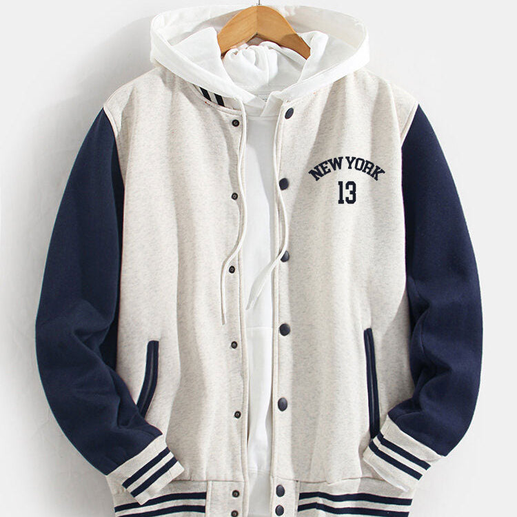 Flynn - Baseball Jacket with New York Bear Print