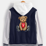 Flynn - Baseball Jacket with New York Bear Print
