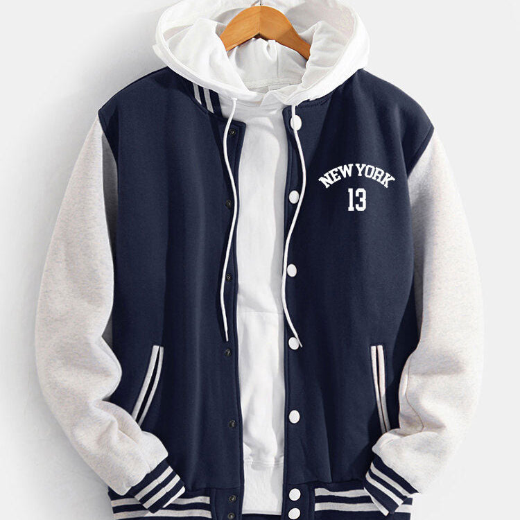 Flynn - Baseball Jacket with New York Bear Print