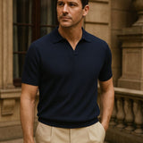 Dustin - Navy Open Collar Polo