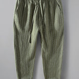 Hugo - Striped Linen Cropped Pants