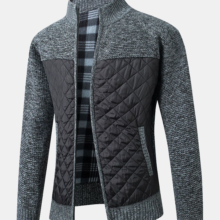 Ross - Quilted Patchwork Zip Sweater