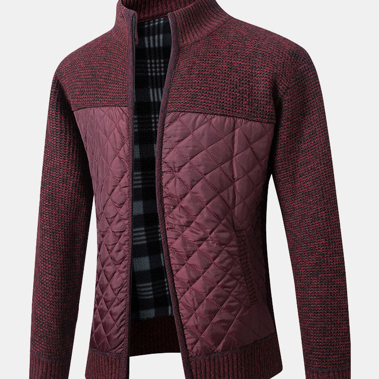 Ross - Quilted Patchwork Zip Sweater