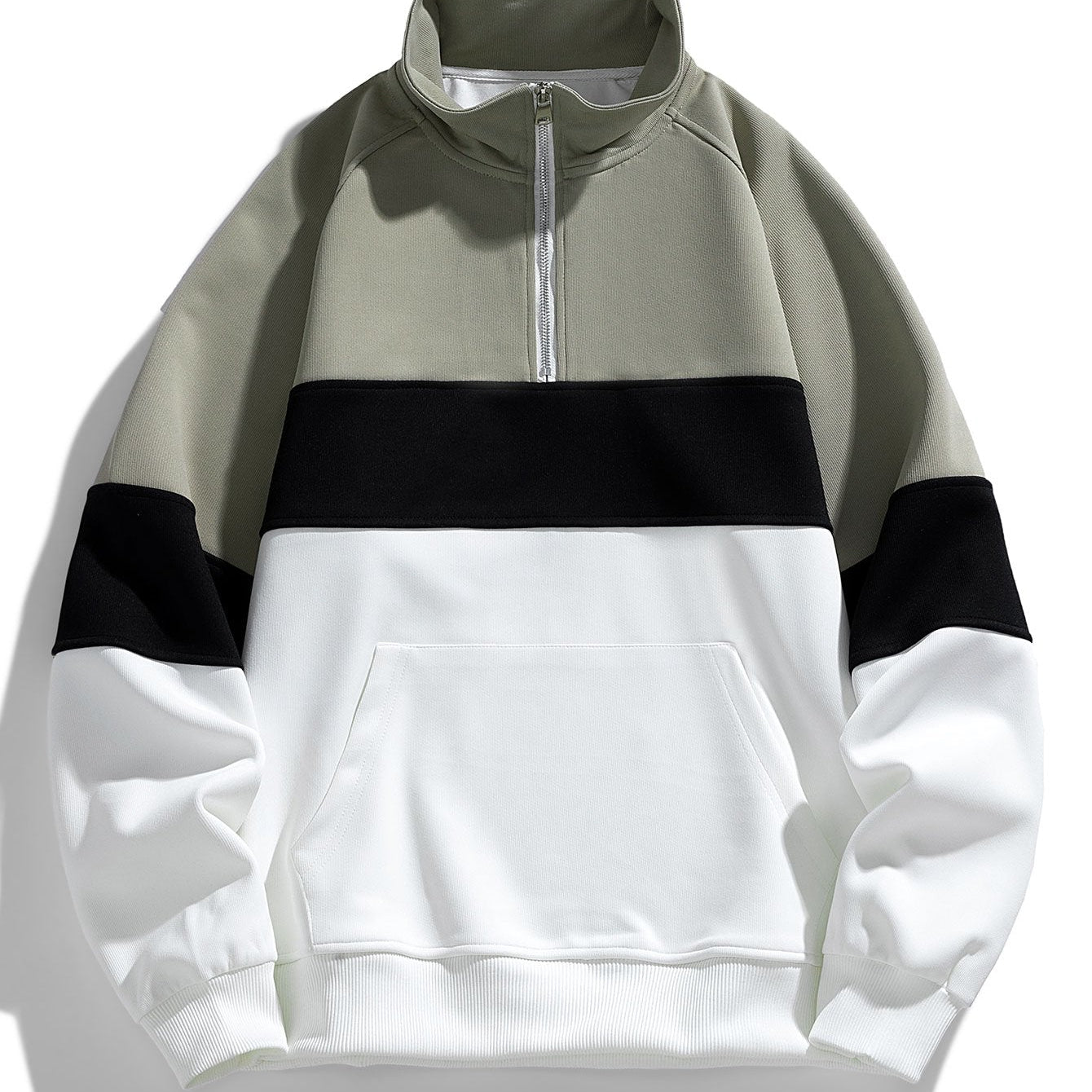 Neil - Colour Block Mock Neck Quarter-Zip Sweatshirt