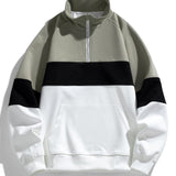 Neil - Colour Block Mock Neck Quarter-Zip Sweatshirt